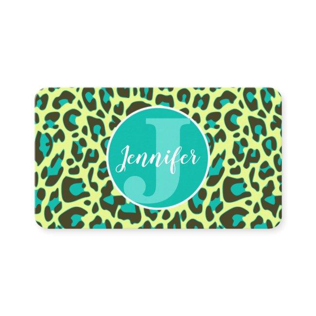 Yellow Teal Leopard Print Rockabilly Pattern Cute