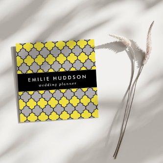 Yellow Trellis, Quatrefoil, Moroccan Lattice Square