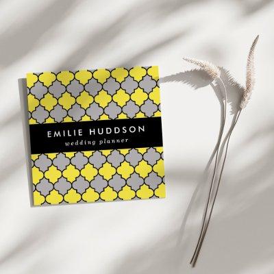 Yellow Trellis, Quatrefoil, Moroccan Lattice Square