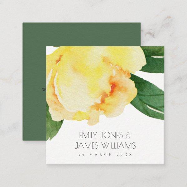 YELLOW WATERCOLOR FLORAL PERSONALIZED WEDDING SQUARE