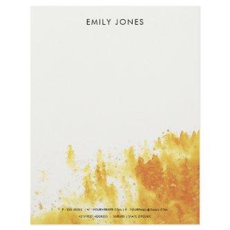YELLOW WATERCOLOUR LANDSCAPE TREE FOLIAGE MONOGRAM LETTERHEAD