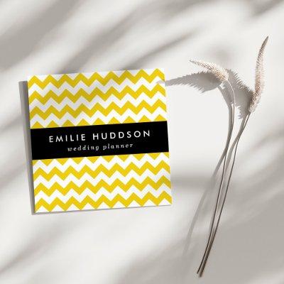 Yellow Zigzag, Yellow Chevron, Geometric Pattern Square