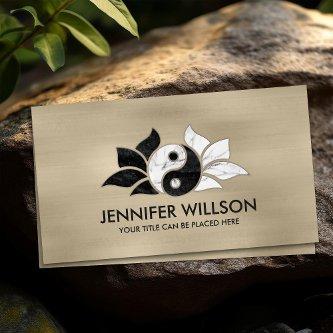 Yin Yang Lotus flower - Black and white marble