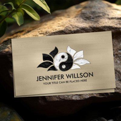Yin Yang Lotus flower - Black and white marble