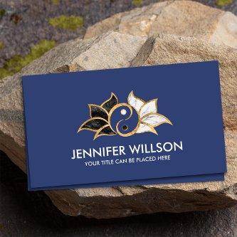 Yin Yang Lotus flower Black white marble and gold