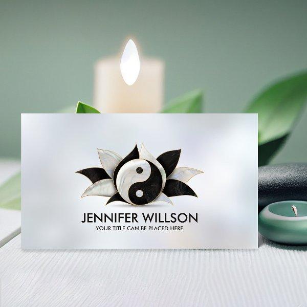 Yin Yang Lotus flower - pearl and black marble