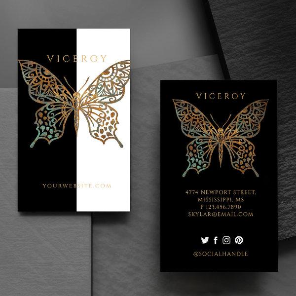 Yin & Yang Ornate Decorative Butterfly Logo B & W
