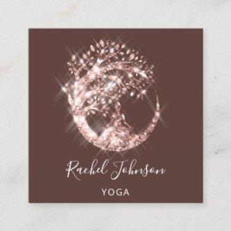 Yoga Classes School Logo Instructor QR Rose Blush Square