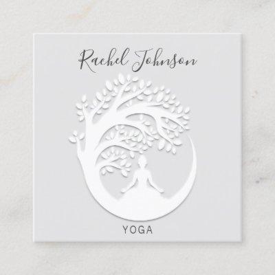 Yoga Classes School Logo Instructor White Gray Square
