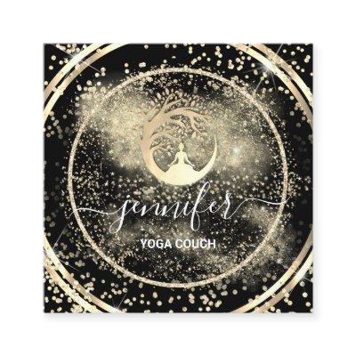 Yoga Couch Therapist Logo QR Code Gold Black Square
