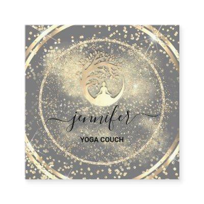 Yoga Couch Therapist Logo QR Code Gold GlitterGray Square