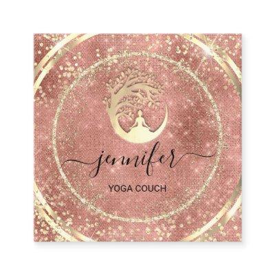 Yoga Couch Therapist Logo QR Code Gold GlitterRose Square