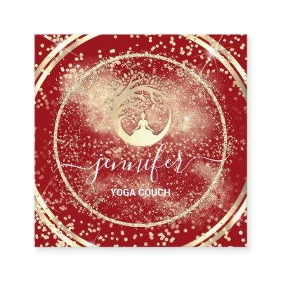 Yoga Couch Therapist Logo QR Code Gold Red Square