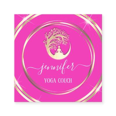 Yoga Couch Therapist Mindfullness QR CODE Pink  Square