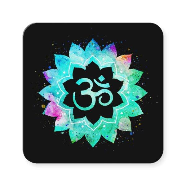 *~* Yoga Healer Lotus Flower Mandala Om Aum Symbol Square