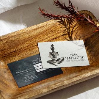 Yoga Instructor Lotus Meditation Pose Brushstrokes Appointment Card