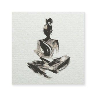 Yoga Instructor Lotus Meditation Pose Brushstrokes Square