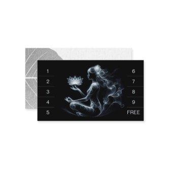 Yoga Instructor Lotus Meditation Pose Glowing Mist Loyalty Card
