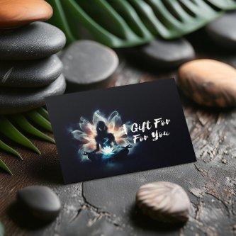 Yoga Instructor Meditation Pose Glowing Mist Lotus Discount Card