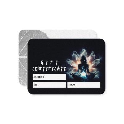 Yoga Instructor Meditation Pose Glowing Mist Lotus Discount Card
