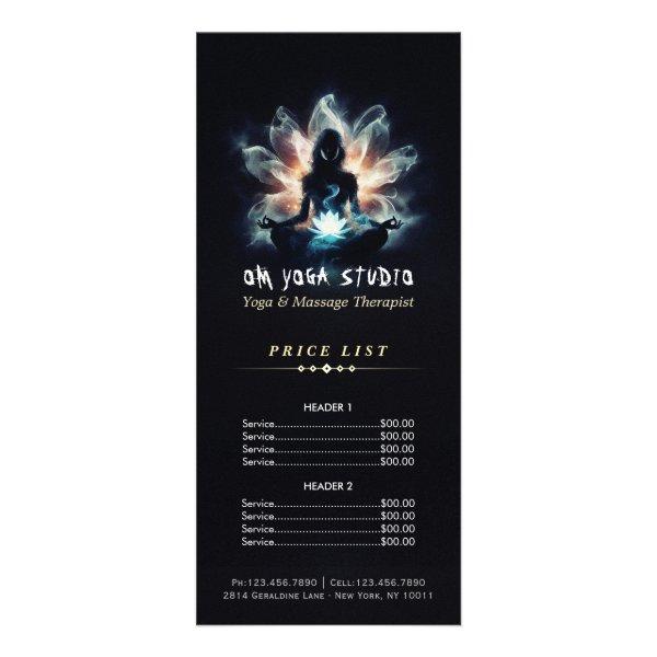 Yoga Instructor Meditation Pose Glowing Mist Lotus Rack Card