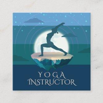 Yoga Instructor Meditation Pose Moon Flying Island Square