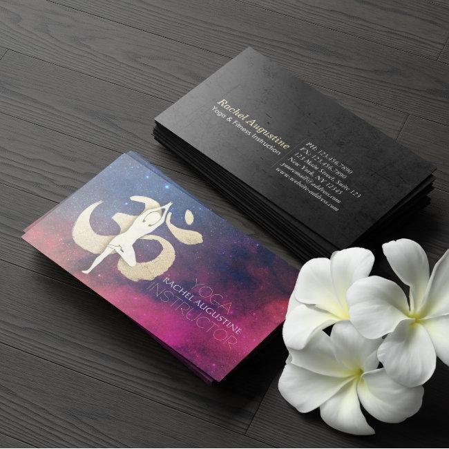 Yoga Instructor Meditation Pose OM Symbol Galaxy