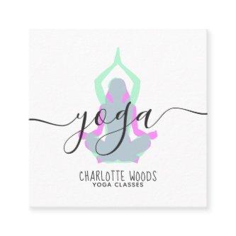 Yoga instructor modern elegant trendy teal pink om square