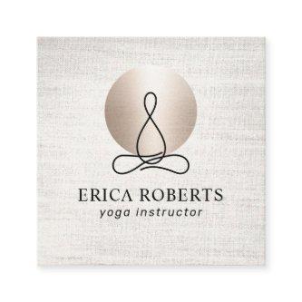 Yoga Instructor Modern Gold Circle Elegant Linen Square