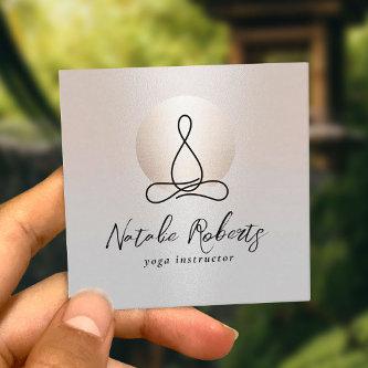 Yoga Instructor Modern Gold Circle Elegant Silver Square