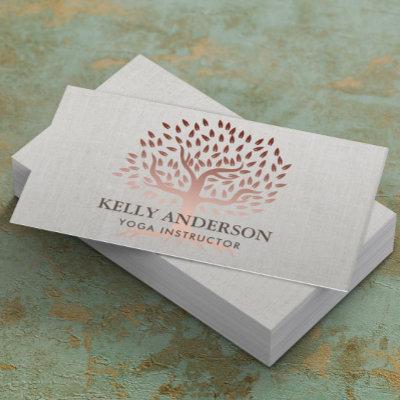 Yoga Instructor Rose Gold Tree Elegant Linen