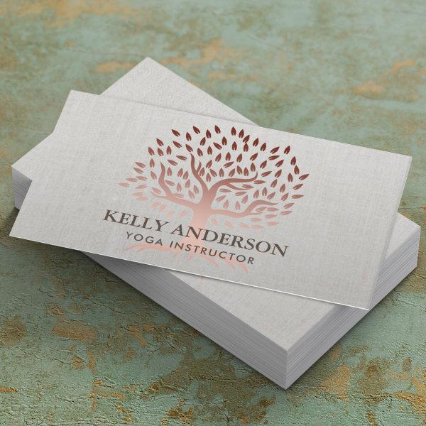 Yoga Instructor Rose Gold Tree Elegant Linen