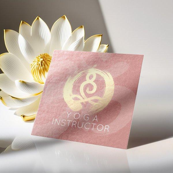 Yoga Instructor Silver Gold Meditation Pose ZEN OM Square