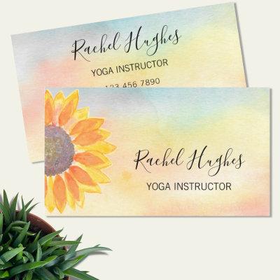 Yoga Instructor Sunflower Watercolor