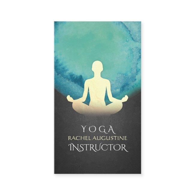 Yoga Instructor Teal Black Gold Meditation Posture