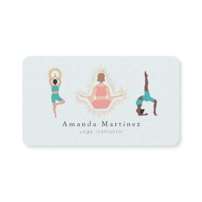 Yoga Instructor Women Tree Pose Light Blue