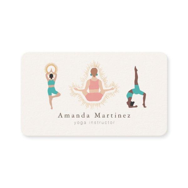 Yoga Instructor Women Tree Pose Light Tan