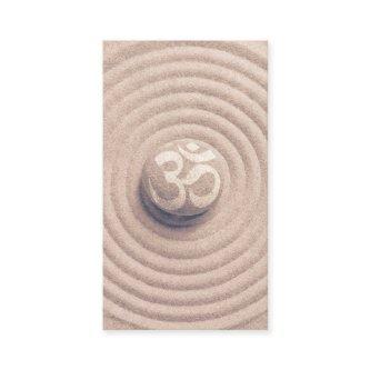 YOGA Instructor Zen OM symbol Pebble on Raked Sand
