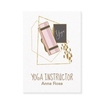 *~* Yoga Mat Yoga Instructor Gold Polygon Glitter