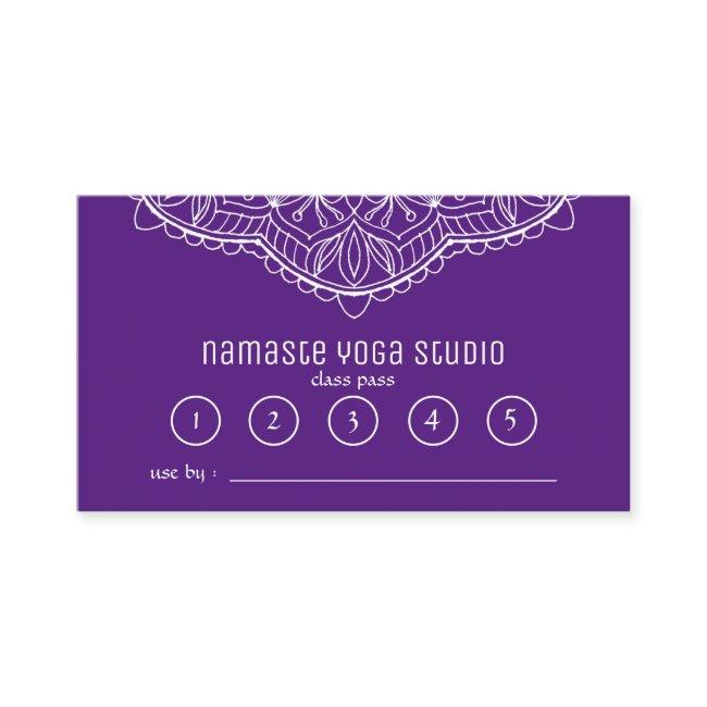 Yoga Meditation Class Pass Purple Handrawn Mandala Loyalty Card