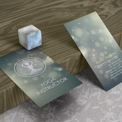 Yoga Meditation Green Sparkle Glitter Bokeh Lights
