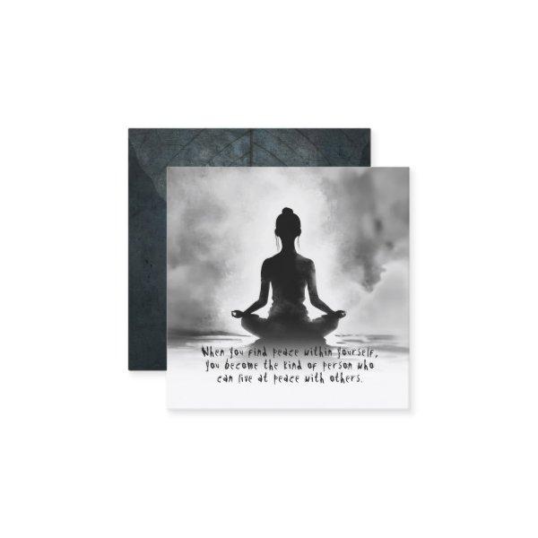 Yoga Meditation Instructor Lotus Pose Ink Painting Square