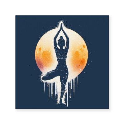 Yoga Meditation Instructor Tree Pose Full Moon Square