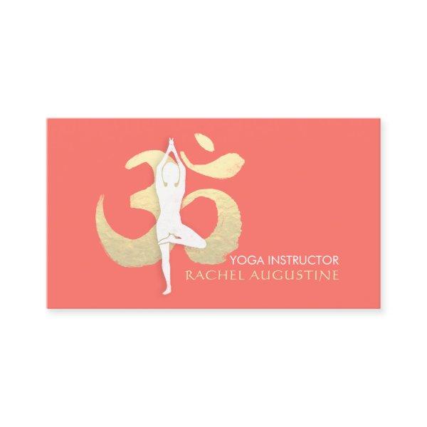 Yoga Meditation Instructor Tree Pose Gold OM Sign