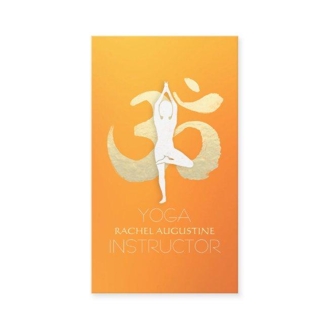 Yoga Meditation Instructor Tree Pose Gold OM Sign