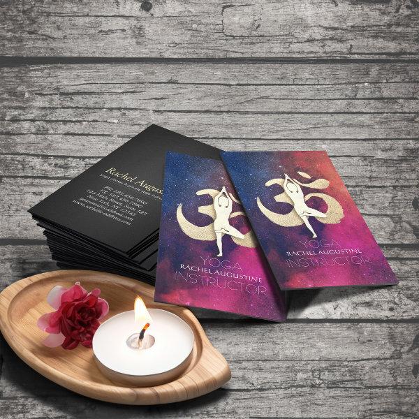 Yoga Meditation Pose Gold OM Symbol Galaxy Nebula