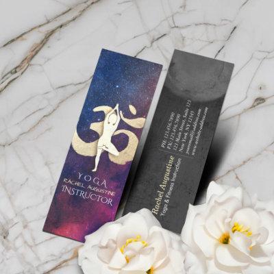 Yoga Meditation Pose Gold OM Symbol Galaxy Nebula Mini