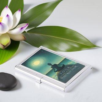 Yoga Meditation Pose on Rock Full Moon Stars Night  Case