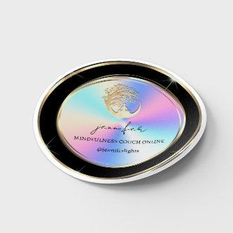 Yoga Mindfulness Therapist Couch Online Holograph  Classic Round Sticker