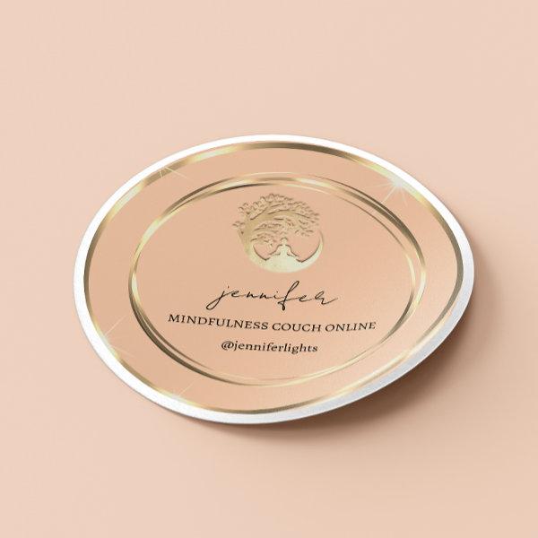 Yoga Mindfulness Therapist Couch Online Peach  Classic Round Sticker